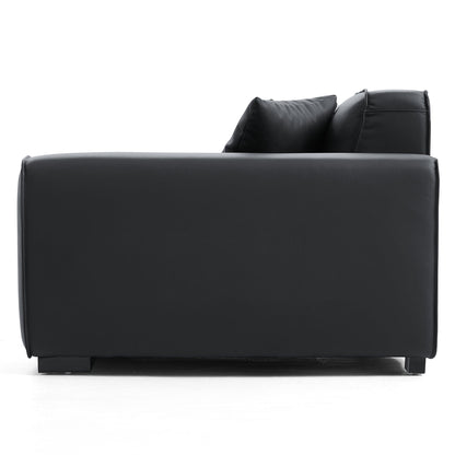 Domus Modular Dark Gray Leather Sofa-Black