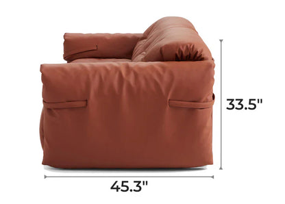 Butter Tufted Reddish Brown Genuine Leather Sofa