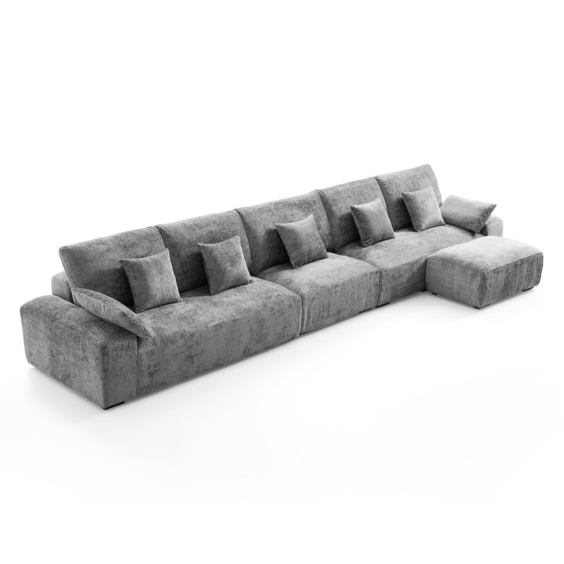 The Empress Gray Sofa and Ottoman-Gray-175.6"'