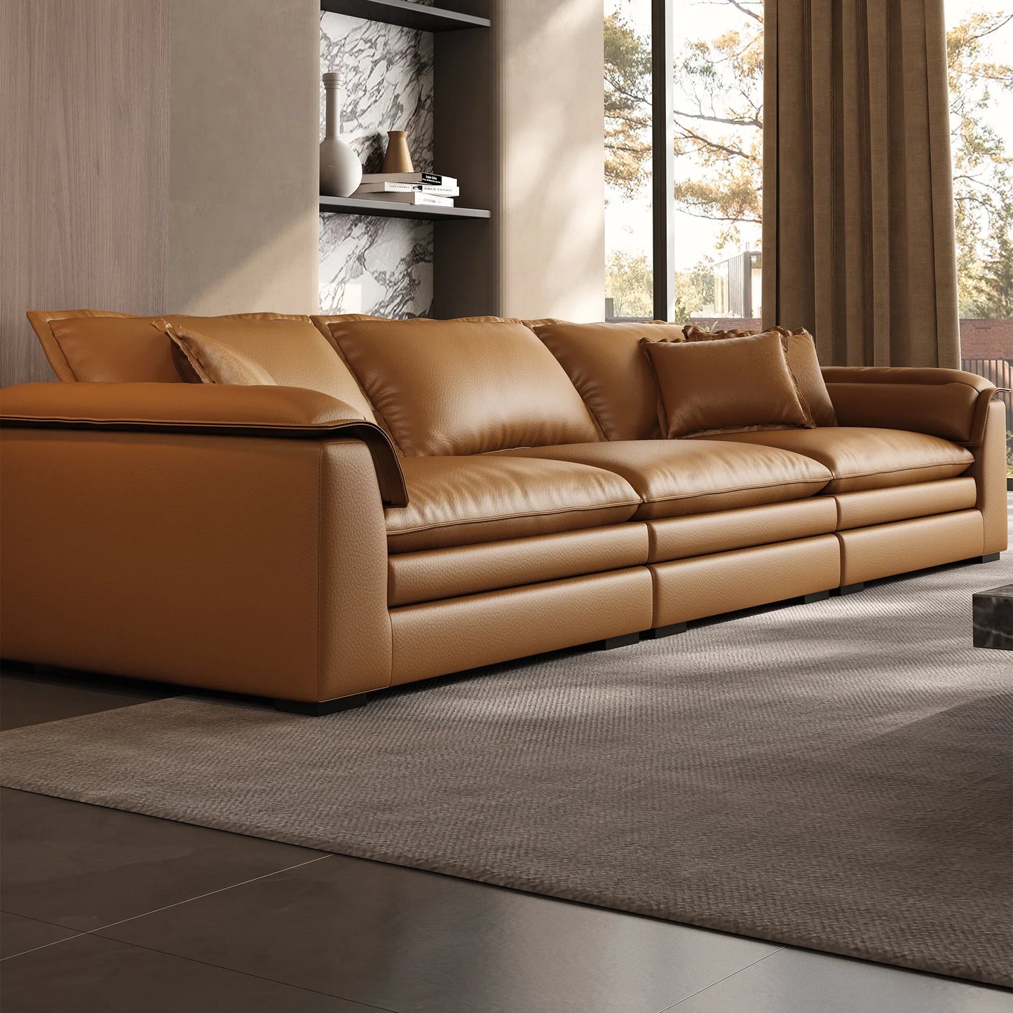 Sandwich Genuine Leather Sofa