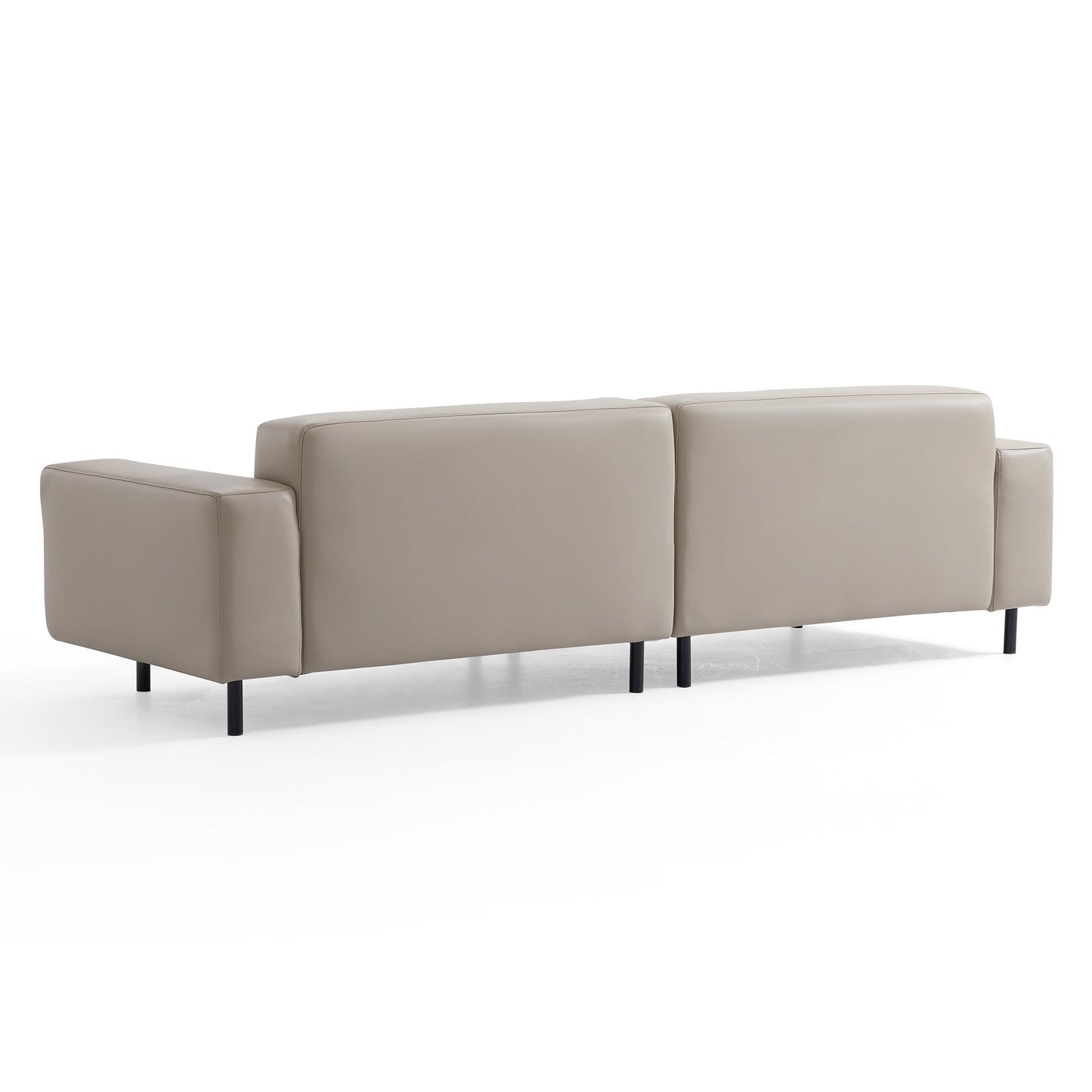 Noble Dark Gray Leather Sofa Set and Ottoman-Beige