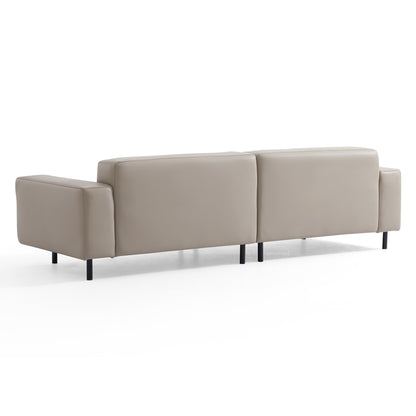Noble Dark Gray Leather Sofa Set and Ottoman-Beige