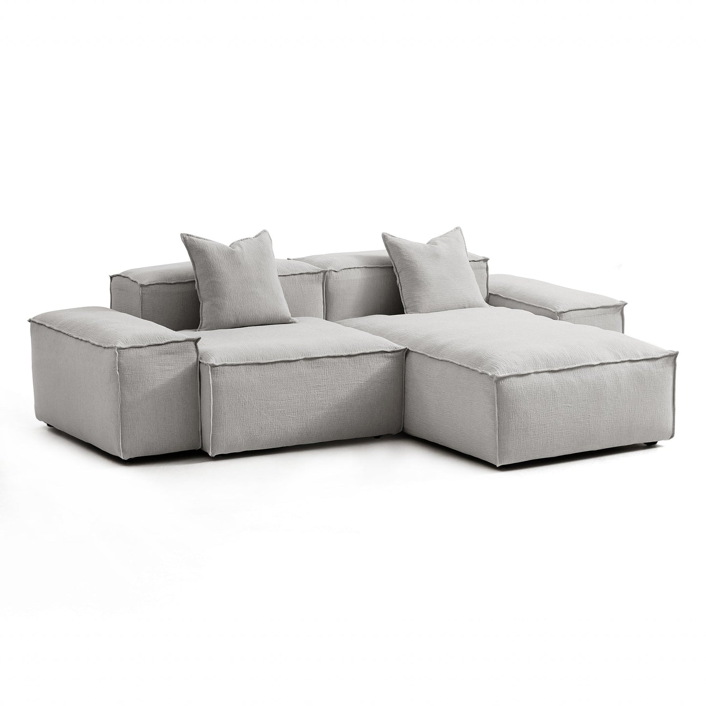 Freedom Modular White Sectional Sofa-Gray-Low-106.3″