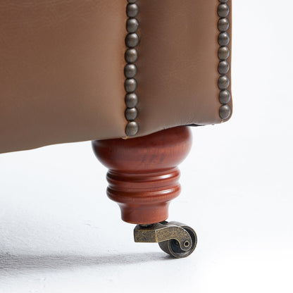 Durango Chesterfield Top Grain Leather Tufted Sofa-Brown
