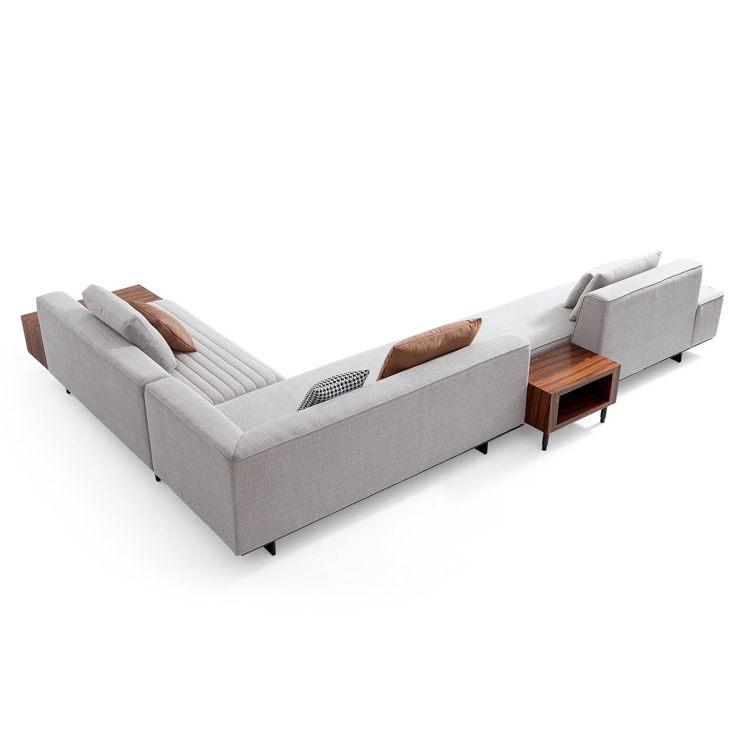 Brandy Channel Tufting Sectional with Coffee Table-Gray-173.2"(2)
