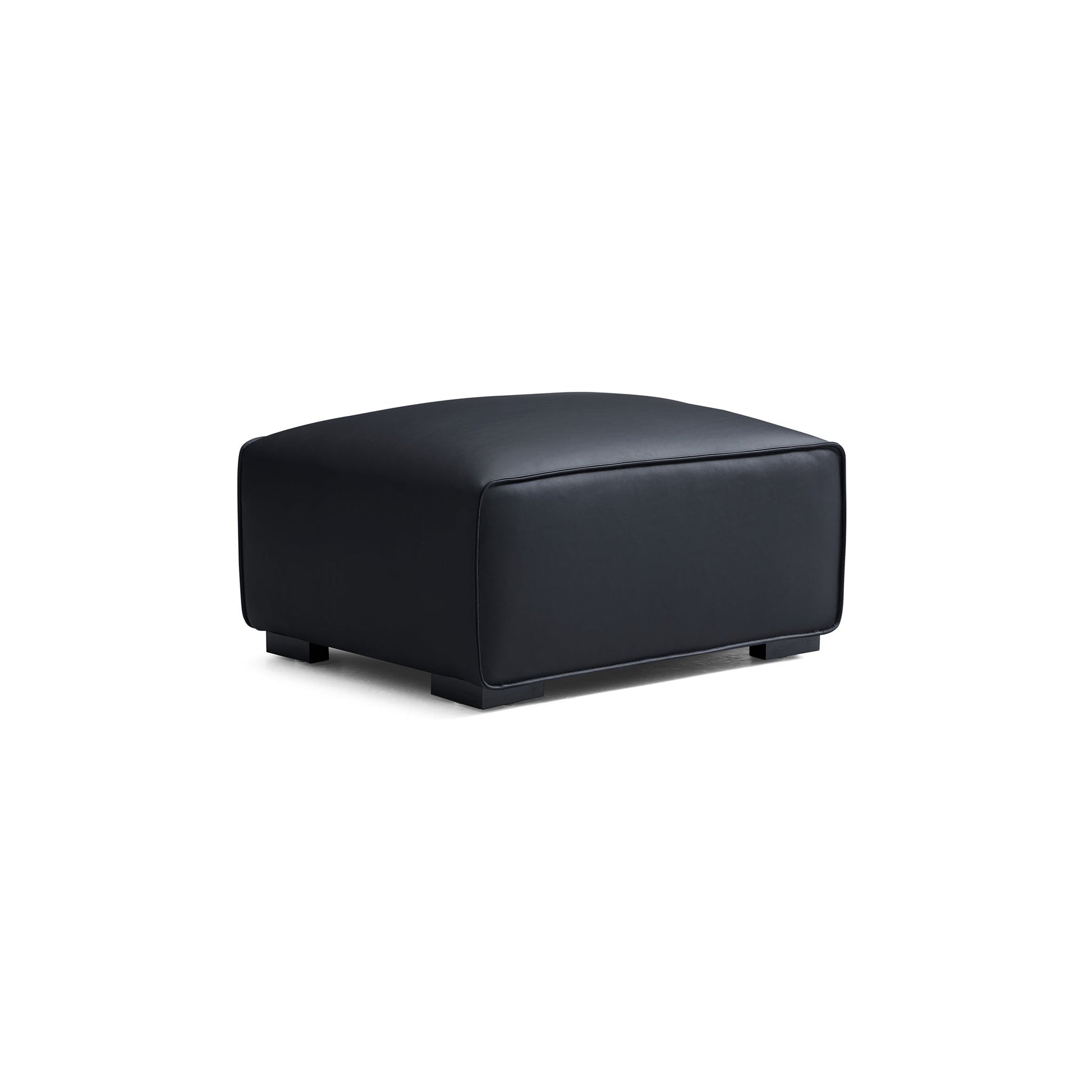 Domus High Back Modular Leather Sofa and Ottoman-Black