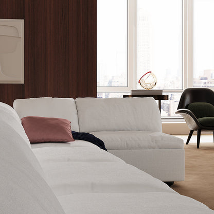 Tender Wabi Sabi Sand U Shaped Sectional with Open Ends-White-240.2"