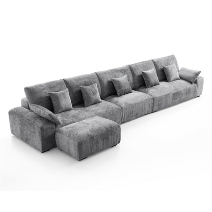 The Empress Gray Sofa and Ottoman-Gray-175.6"