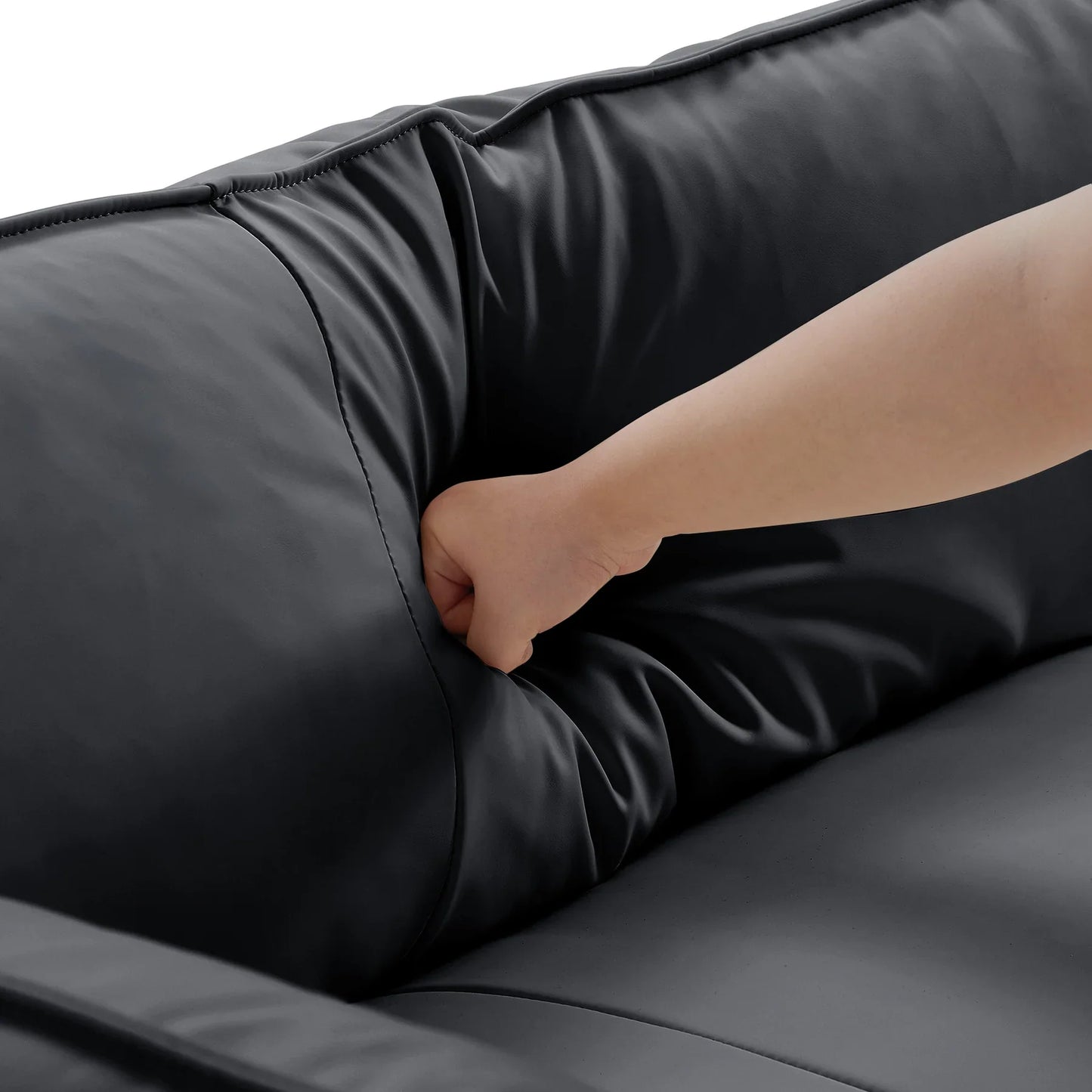 Vanilla Black Leather Sectional