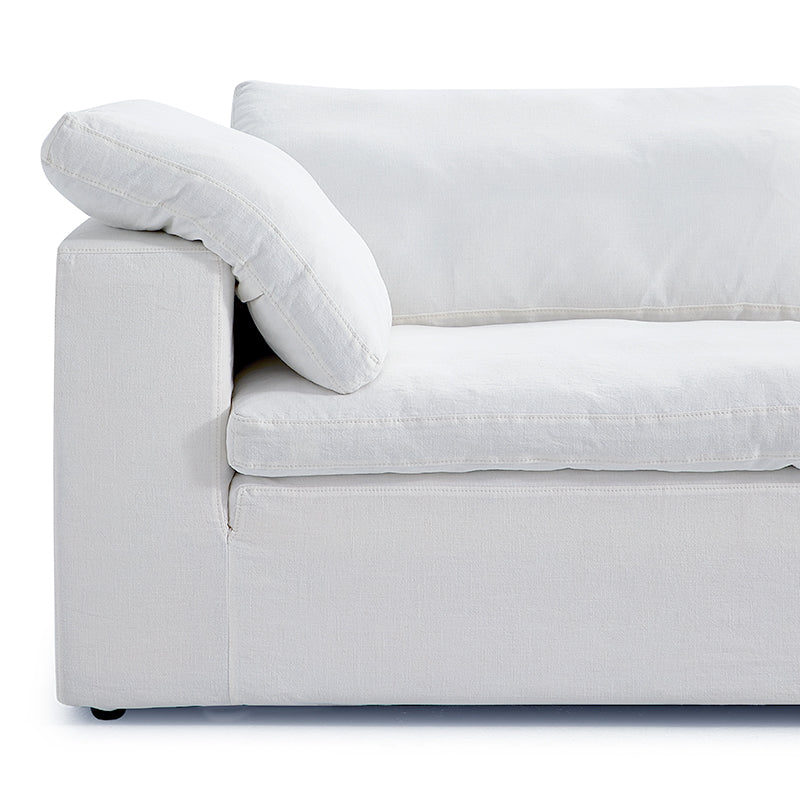 Tender Wabi Sabi Beige Sofa and Regular Ottoman-White