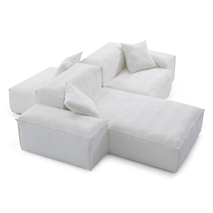 Freedom Modular Gray Double Sided Sectional Sofa-White-106.3″-Low