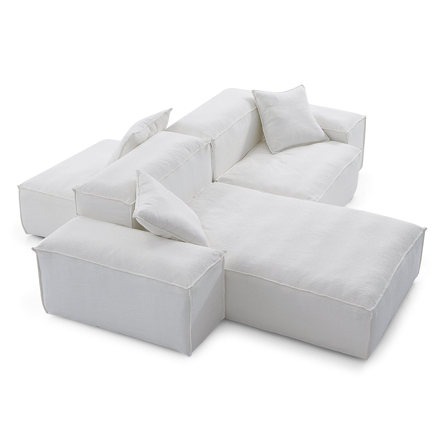 Freedom Modular Khaki Double Sided Sectional Sofa-White-106.3″-Low