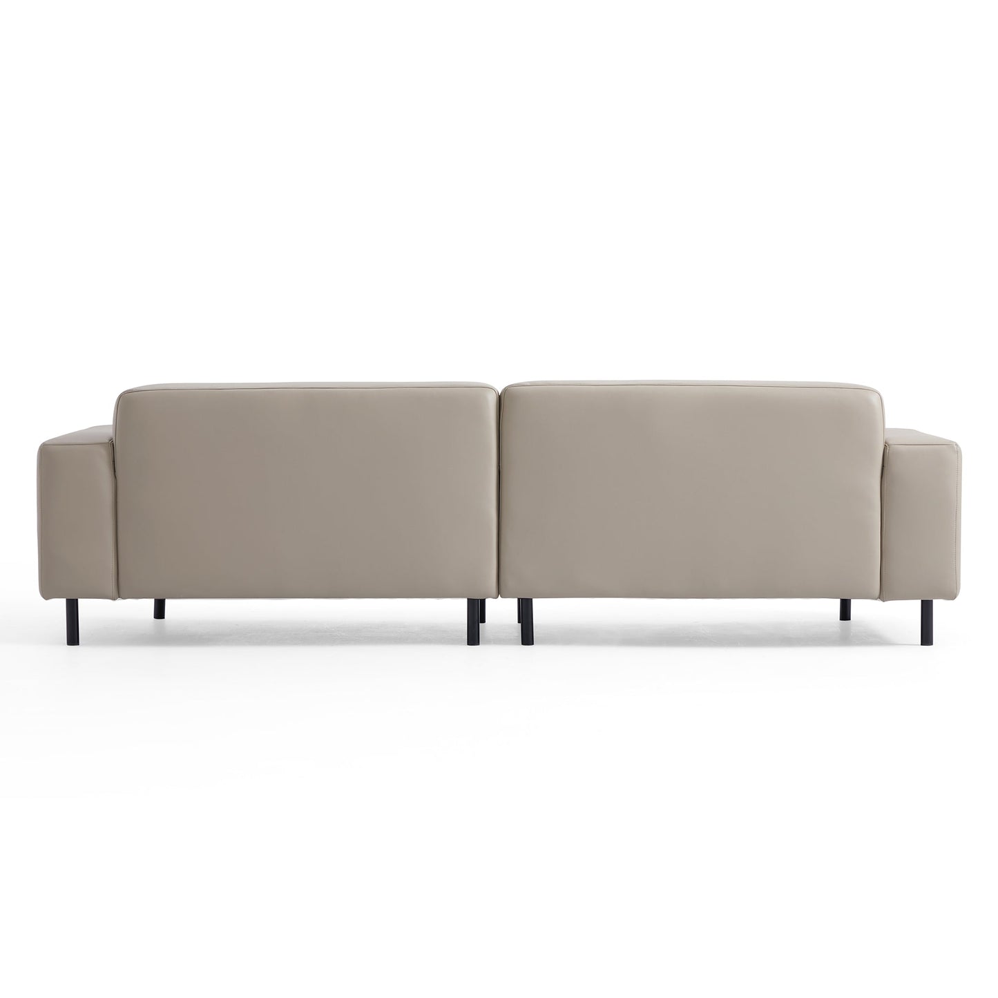 Noble Dark Gray Leather Sofa-Beige