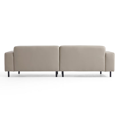 Noble Dark Gray Leather Sofa-Beige