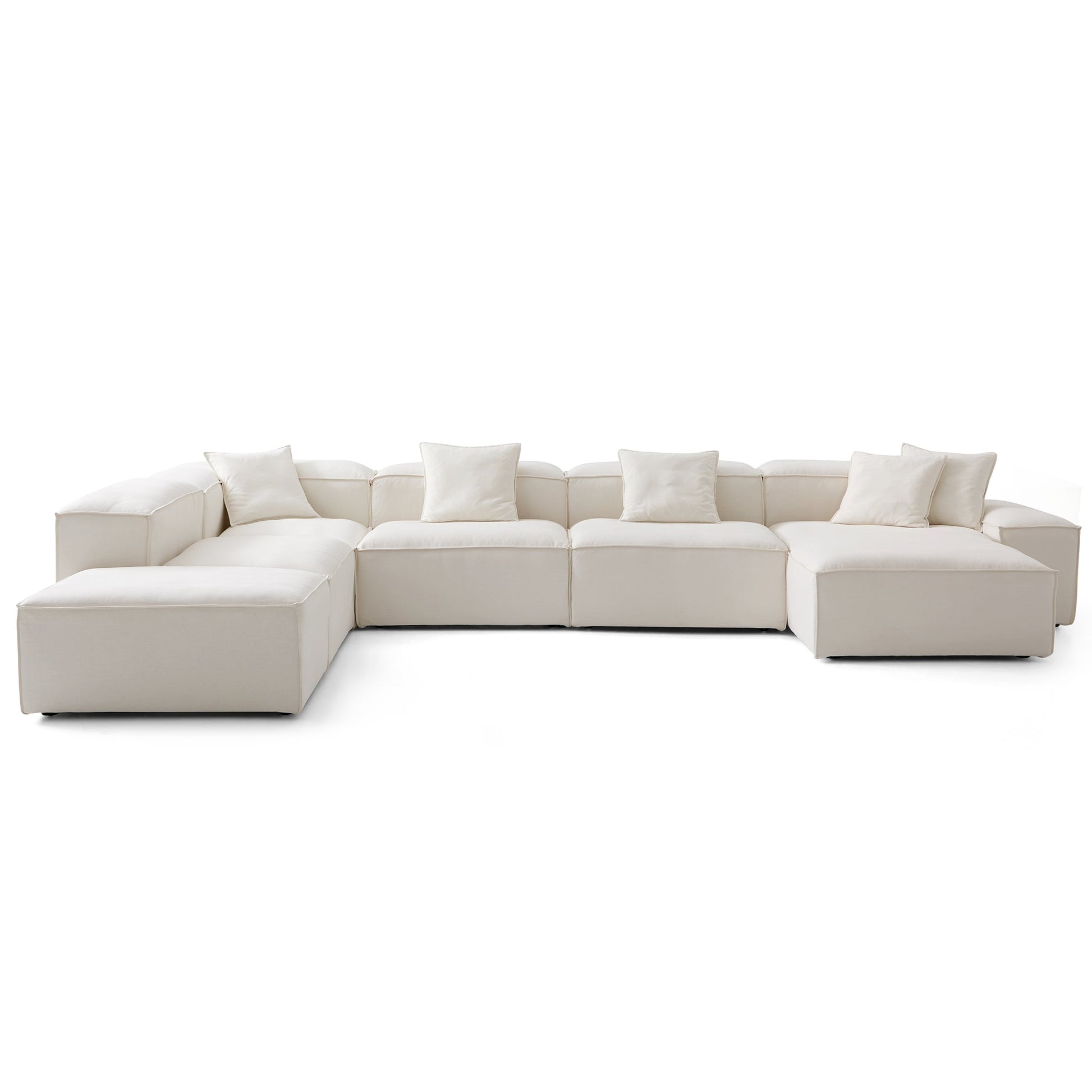 Freedom Modular Beige Open End Sectional Sofa-Beige-177.2"-Low