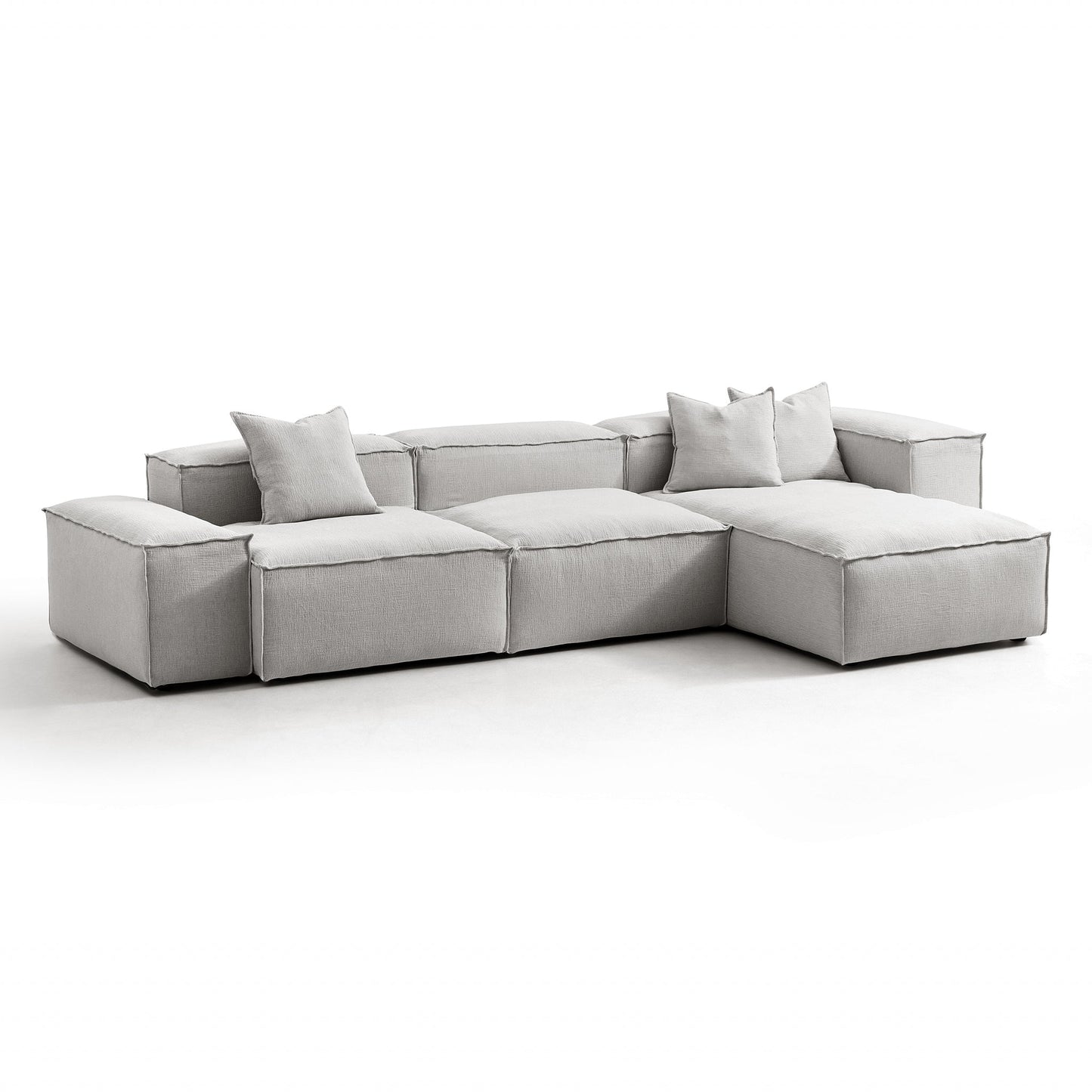 Freedom Modular White Sectional Sofa-Gray-Low & High-143.7″