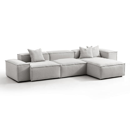 Freedom Modular White Sectional Sofa-Gray-Low & High-143.7″
