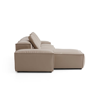 Cube Modular Khaki Genuine Leather Sectional
