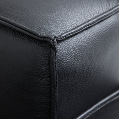 Luxury Minimalist Black Leather U Shaped Sectional Sofa-Black