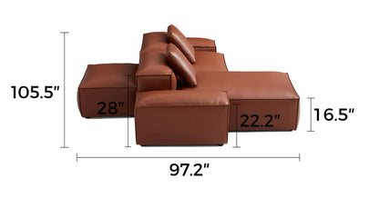 Cube Modular Brown Genuine Leather Double-Sided Sectional