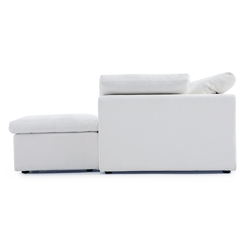 Tender Wabi Sabi Beige Sofa and Regular Ottoman-White