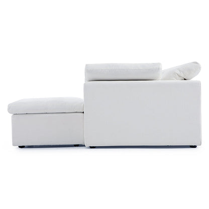 Tender Wabi Sabi Beige Sofa and Regular Ottoman-White