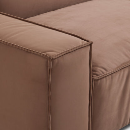 Luxury Minimalist Brown Fabric Sofa and Ottoman-Brown
