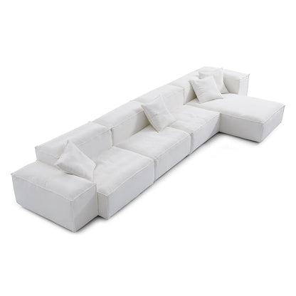 Freedom Modular Khaki Sectional Sofa-White-Low & High-181.1"