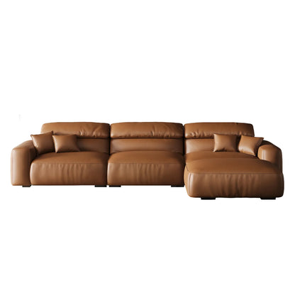 Chestnut Brown Leather Sofa and Ottoman