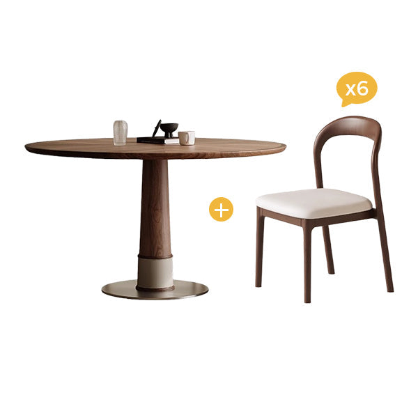 Kamile Round Dining Table-Dining Table + 6 Chairs