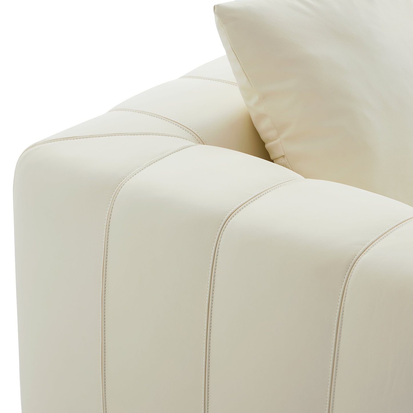 Piano L Shaped Leather Sectional Sofa-Beige & Brown