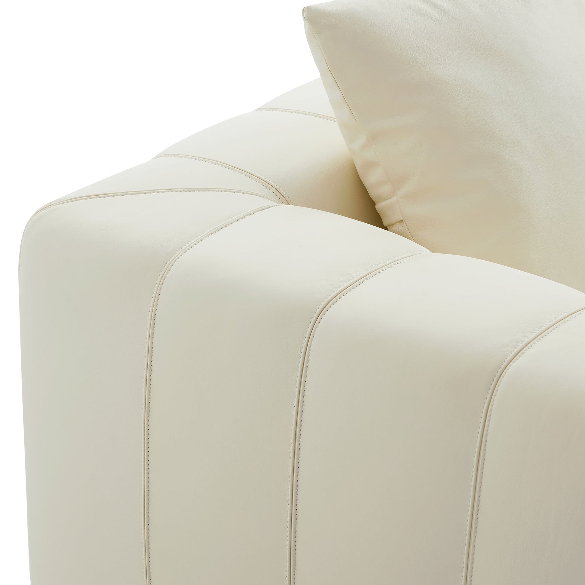 Piano L Shaped Leather Sectional Sofa-Beige & Brown