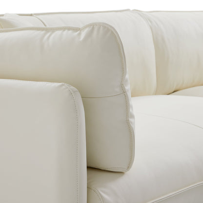Vanilla White Leather Sofa-White