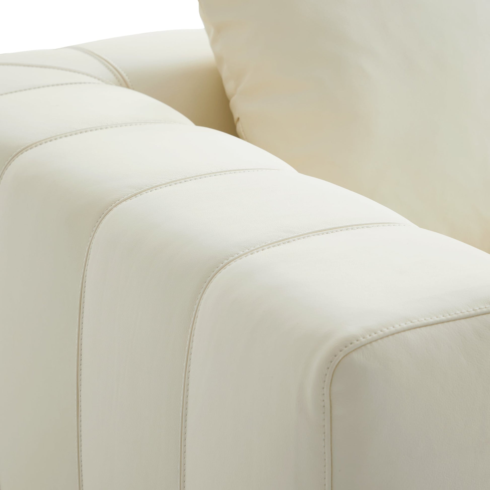 Piano Beige Leather Sofa-Beige
