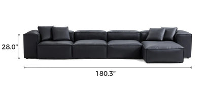 Cube Modular Black Genuine Leather Sectional