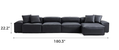 Cube Modular Black Genuine Leather Sectional