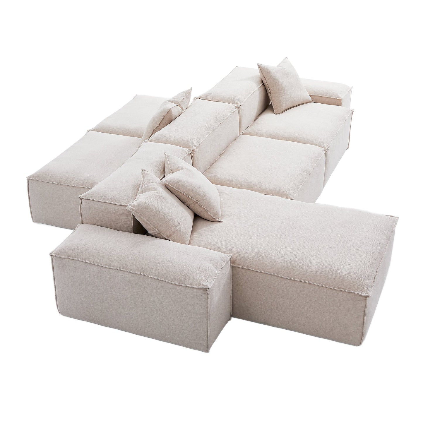 Freedom Modular Gray Double Sided Sectional Sofa-Khaki-143.7″-Low