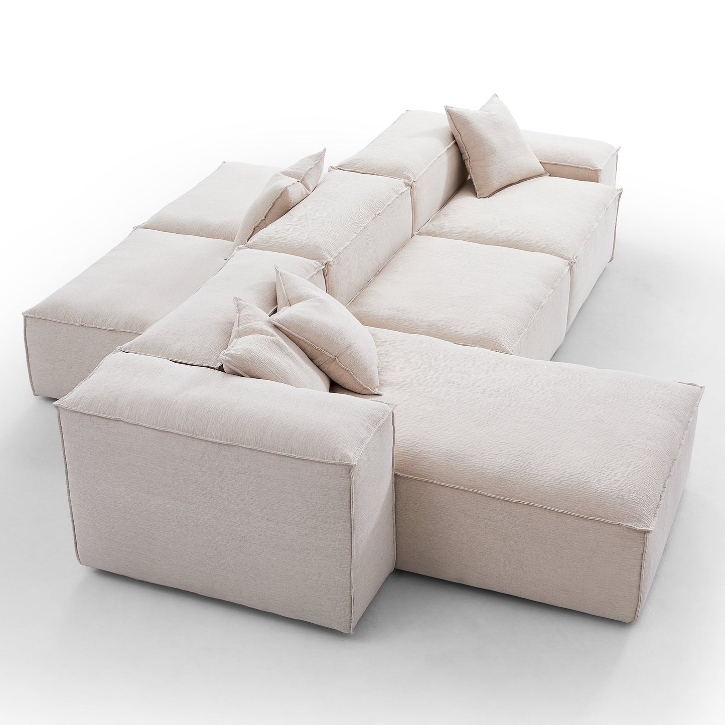 Freedom Modular Gray Double Sided Sectional Sofa-Khaki-143.7″-Low & High