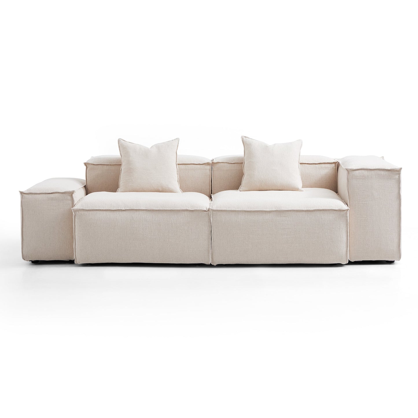 Freedom Modular White Sofa-Khaki-106.3″-Low & High