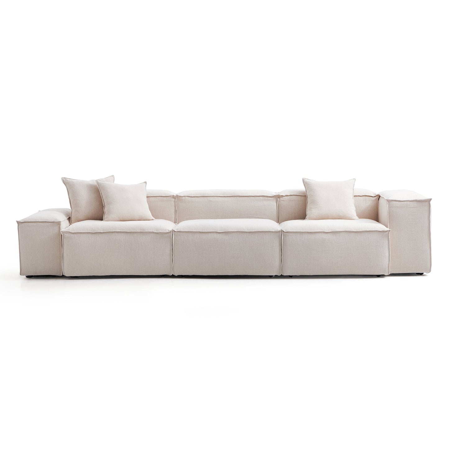 Freedom Modular White Sofa-Khaki-143.7"-Low & High