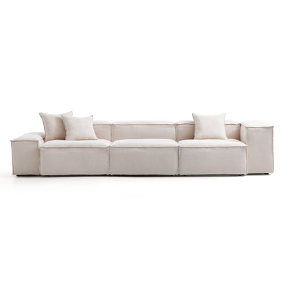 Freedom Modular White Sofa-Khaki-143.7"-Low & High