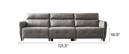 Lattice Charcoal Gray Leathaire Modular Recliner Sofa