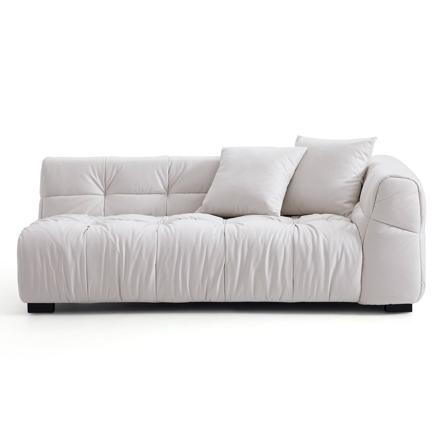 Boba Cream Leathaire Sectional Set-White