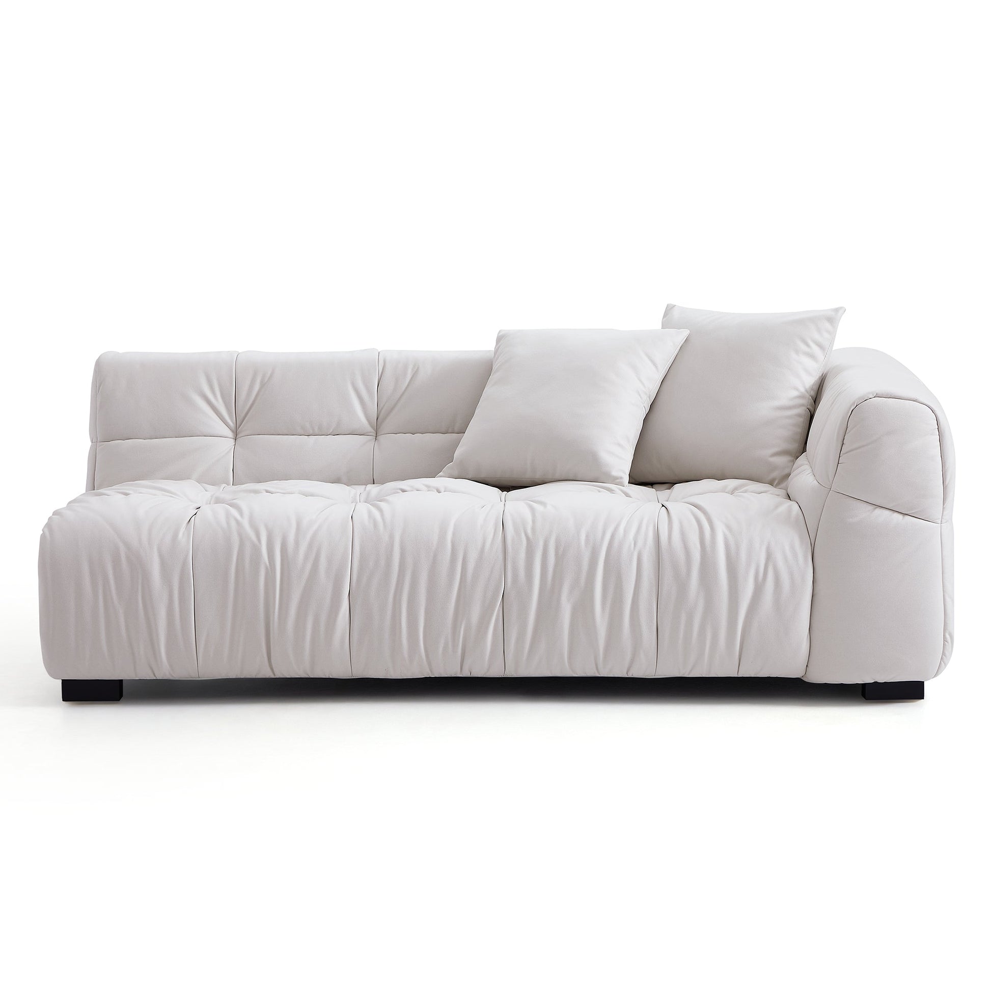 Boba Cream Leathaire Sectional Set-White