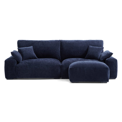 The Empress Navy Blue Sofa and Ottoman-Navy Blue-106.3"