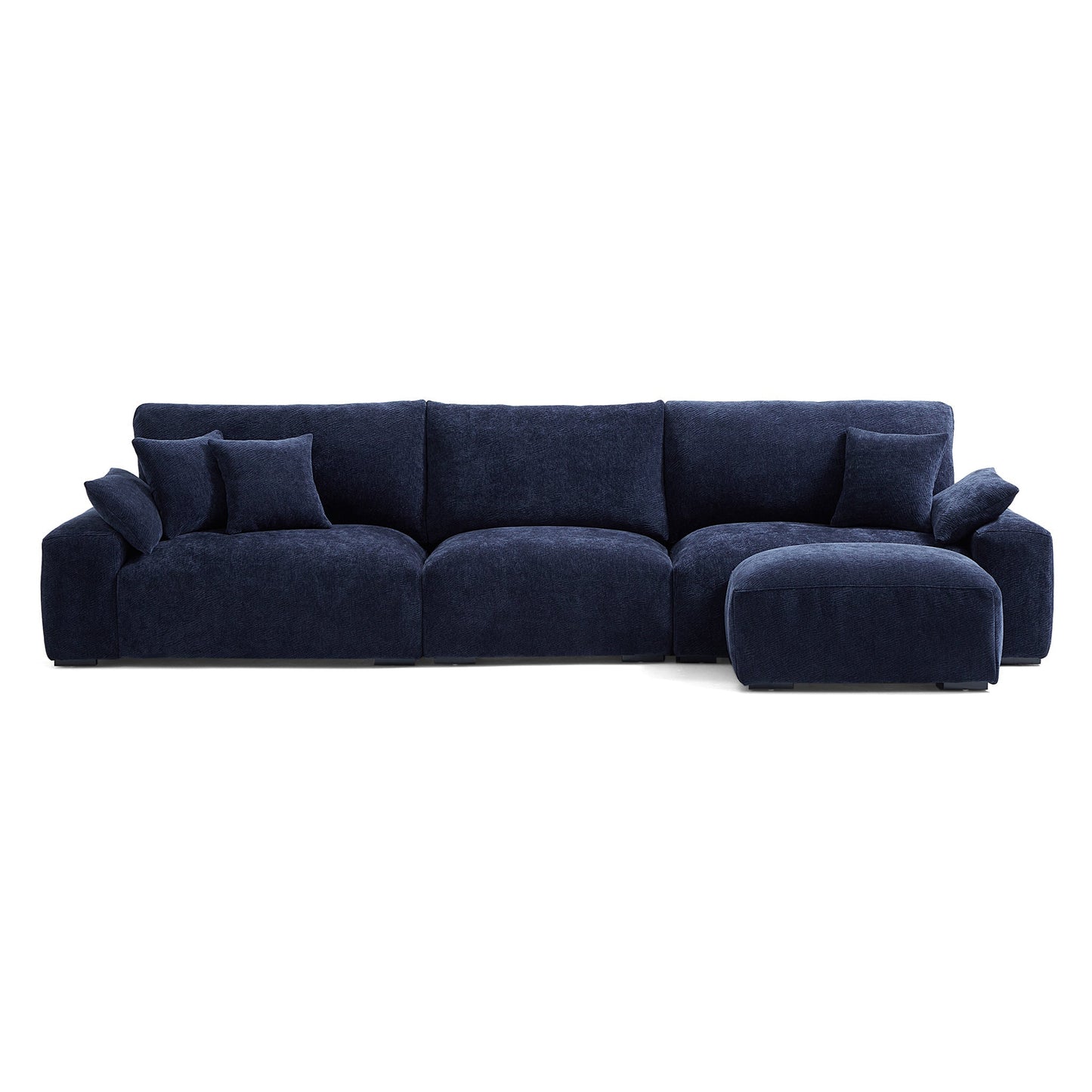 The Empress Navy Blue Sofa and Ottoman-Navy Blue-141.7"