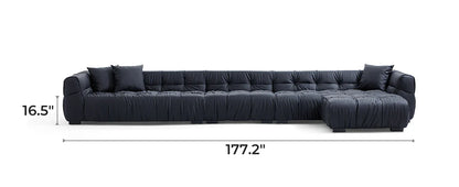 Boba Black Leathaire Sofa and Ottoman