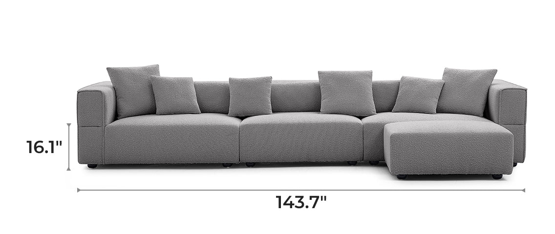 Nordic Modern Gray Sofa with Ottoman