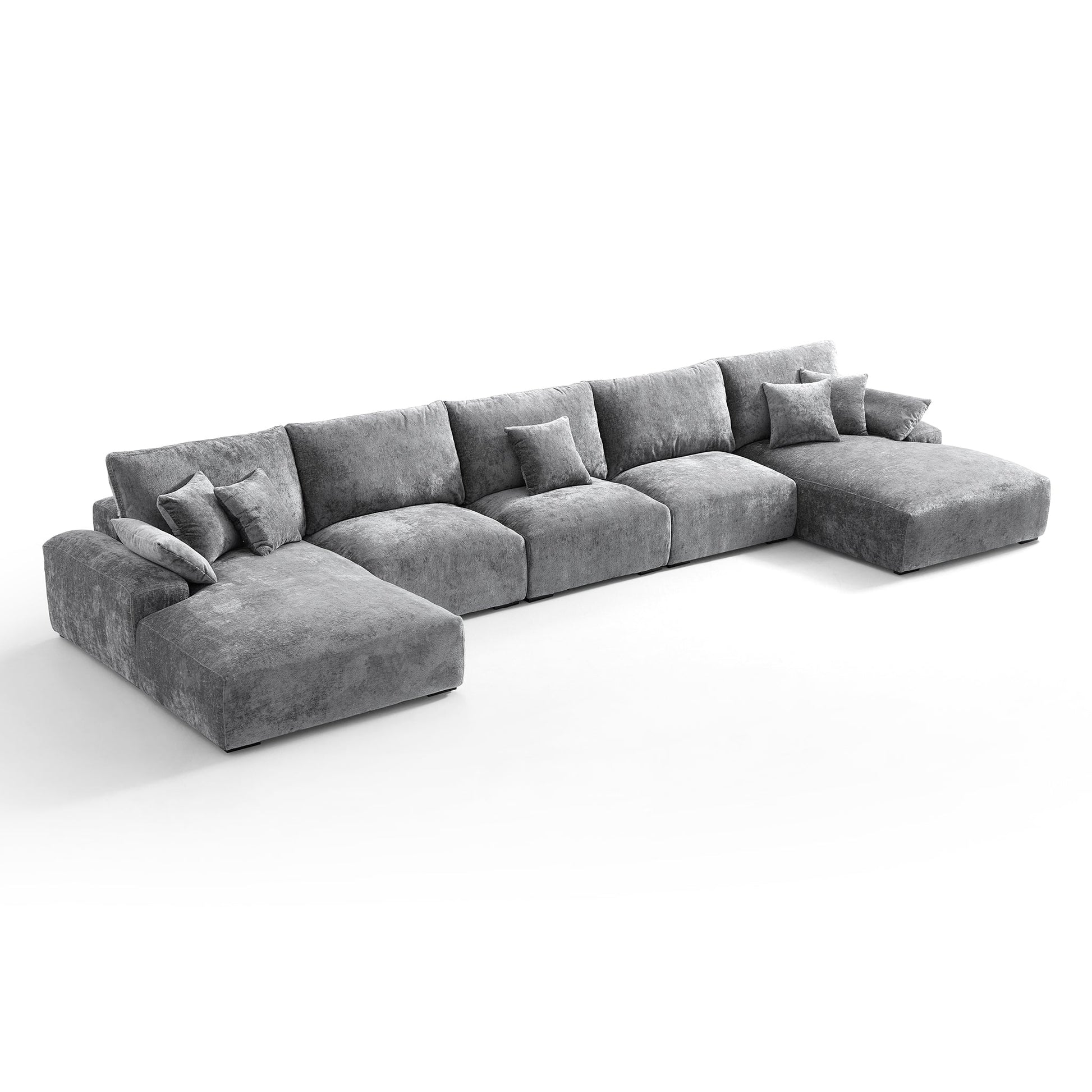 The Empress Beige U-Shaped Sectional Sofa-Gray-196.9"