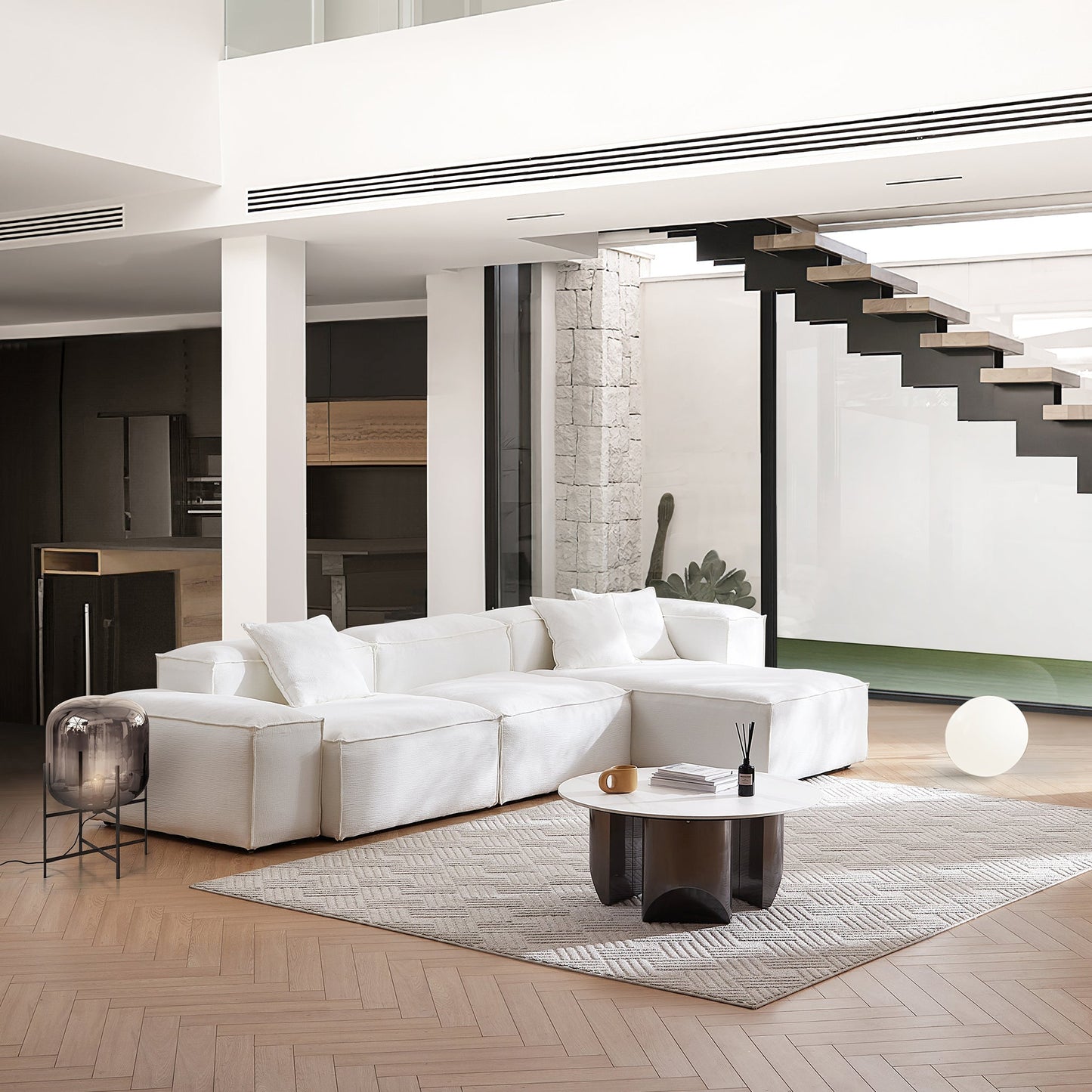Freedom Modular Gray Sectional Sofa-White